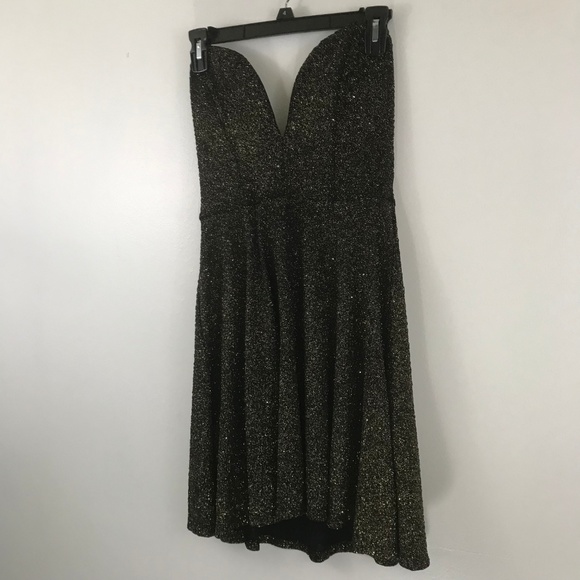 Windsor Dresses Windsor Gold Glitter Sparkle Strapless Dress M Poshmark